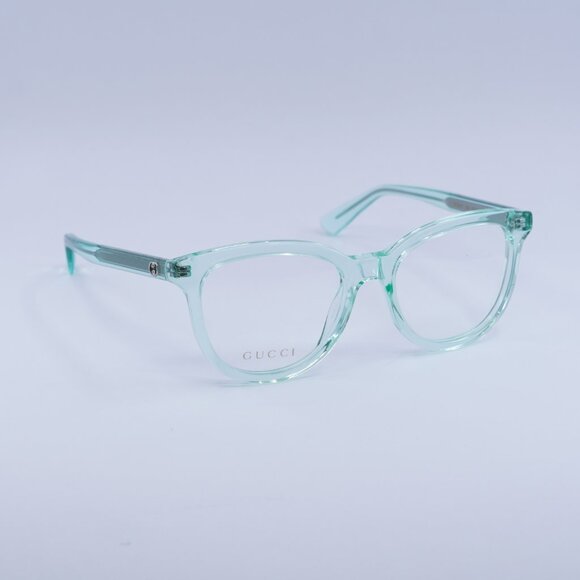 Gucci GG1687O 004 Eyeglasses Transparent Green 52mm Square Frame - Picture 3 of 9